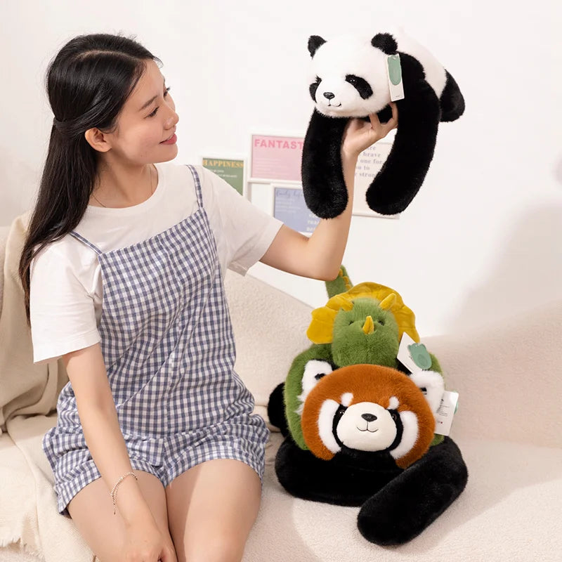 Cute Animal Soft Plush Toys Long Arm Panda Dinosaur Bear Koala Carried On The Back  Plushies Animal Dolls Gifts For Friends