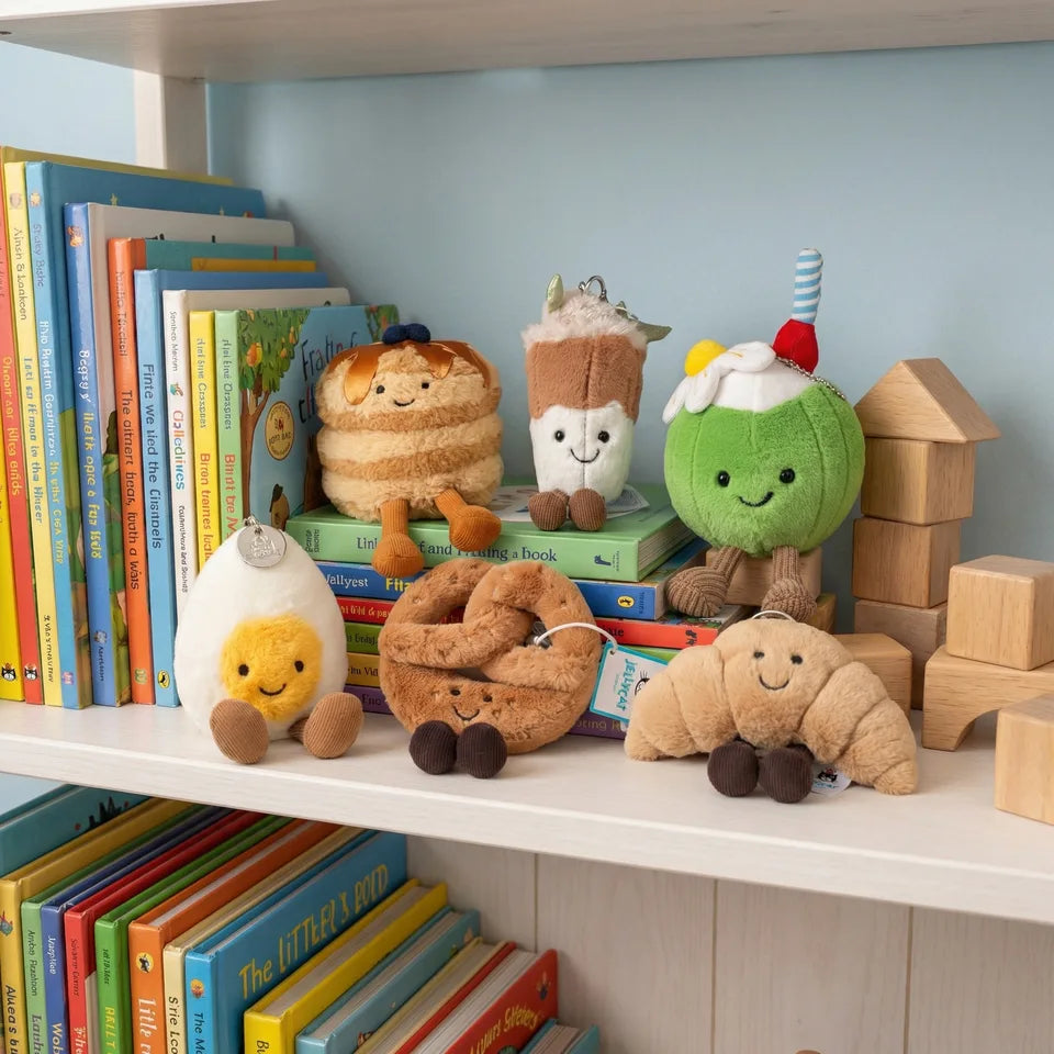 JC Kawaii Food Plush Pendant Coffee Cake Toys Soft Stuffed Food Shaped Fluffy Cuddly Gift for Kids Birthday Xmas Home Bag Decor