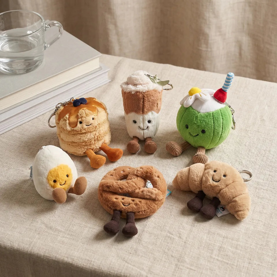 JC Kawaii Food Plush Pendant Coffee Cake Toys Soft Stuffed Food Shaped Fluffy Cuddly Gift for Kids Birthday Xmas Home Bag Decor
