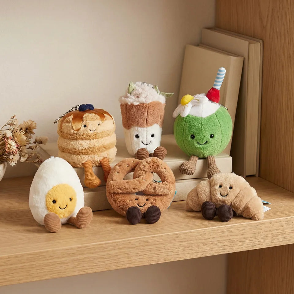 JC Kawaii Food Plush Pendant Coffee Cake Toys Soft Stuffed Food Shaped Fluffy Cuddly Gift for Kids Birthday Xmas Home Bag Decor