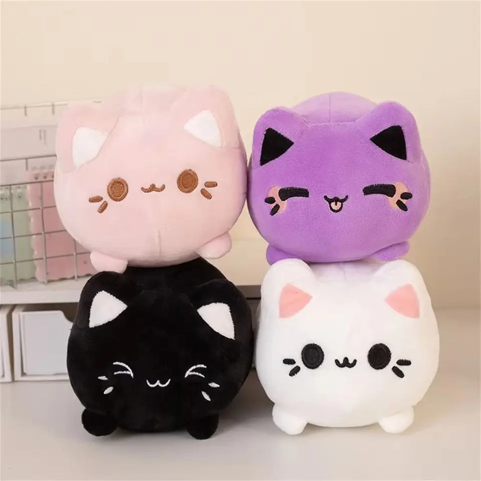 Stuffed Animals Black Cat Stuffed Cute Plushie Pink Peachy Kitten Plush Toys 20cm Cartoon Cat Soft Dolls For Girl Friends