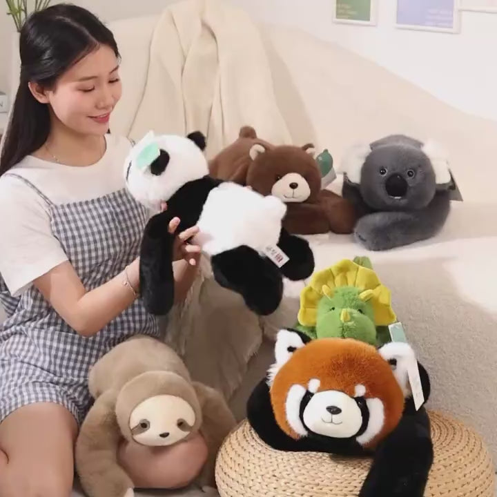 Cute Animal Soft Plush Toys Long Arm Panda Dinosaur Bear Koala Carried On The Back  Plushies Animal Dolls Gifts For Friends