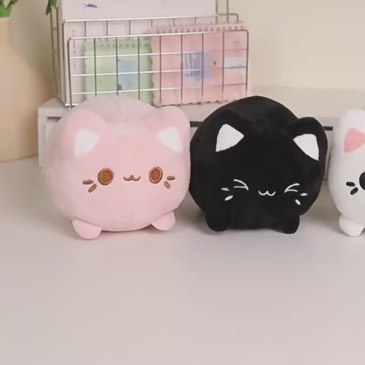 Stuffed Animals Black Cat Stuffed Cute Plushie Pink Peachy Kitten Plush Toys 20cm Cartoon Cat Soft Dolls For Girl Friends